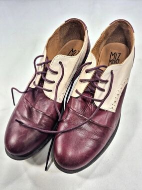 MiZ Mooz Lynn Leather Oxfords Burgundy & Cream US 9.5